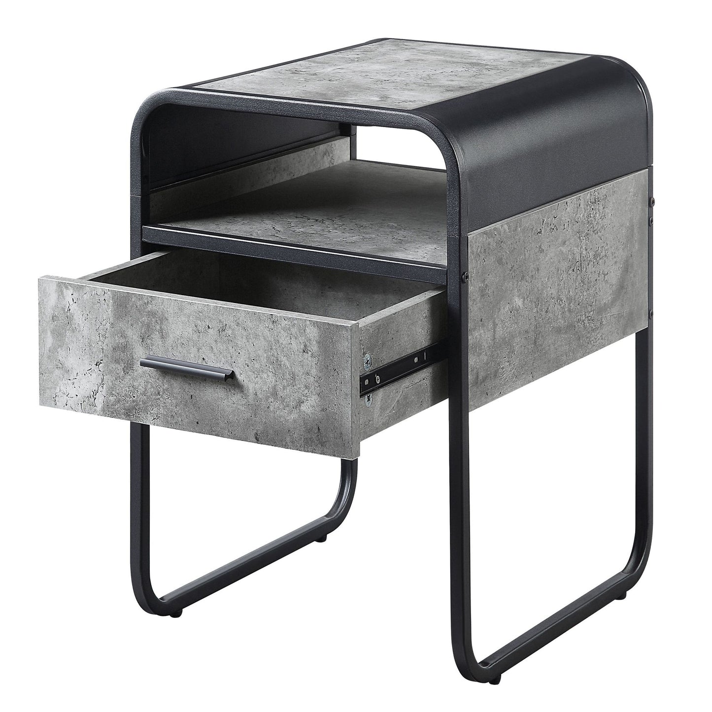 Concrete Grey and Black 1-drawer End Table image 3