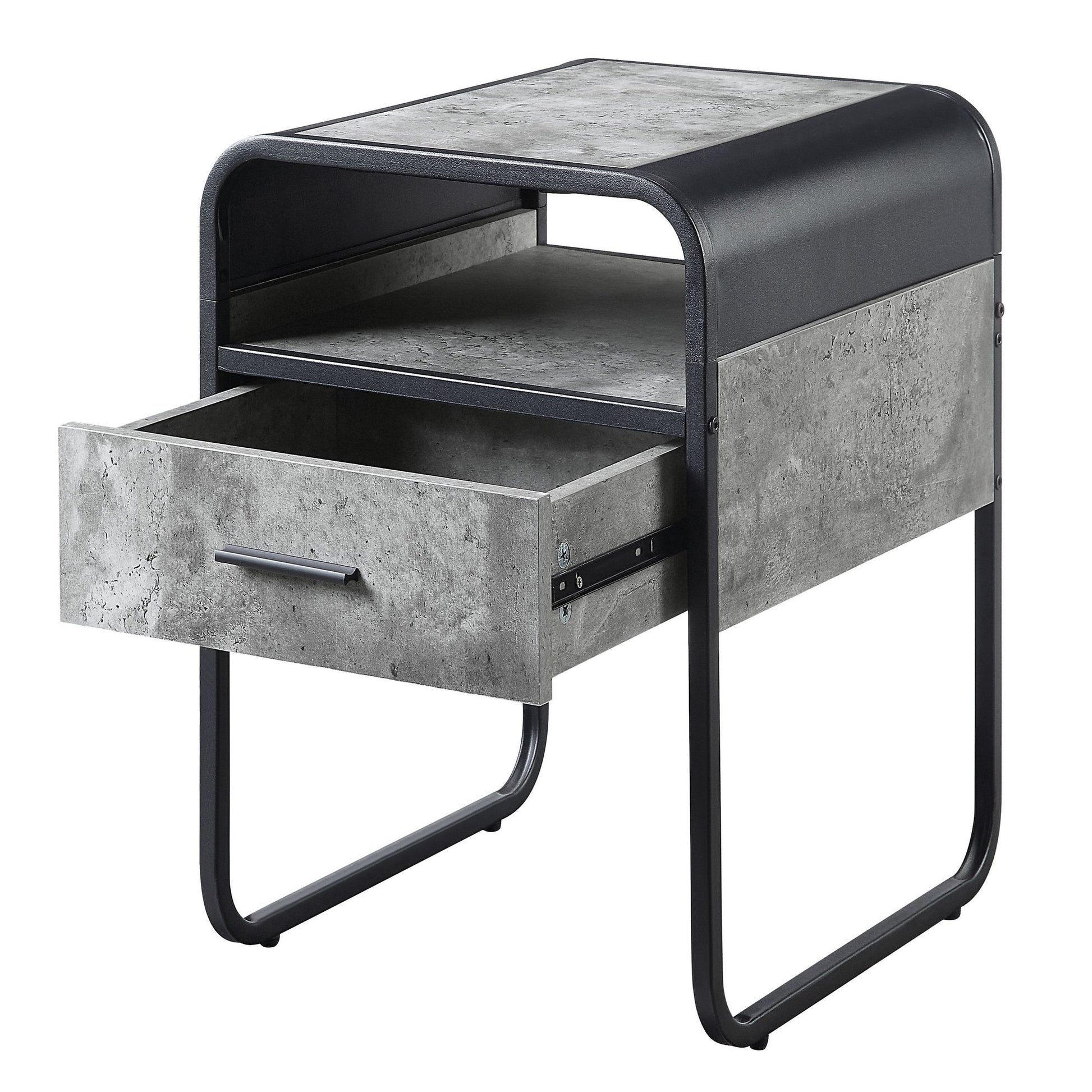 Concrete Grey and Black 1-drawer End Table image 3
