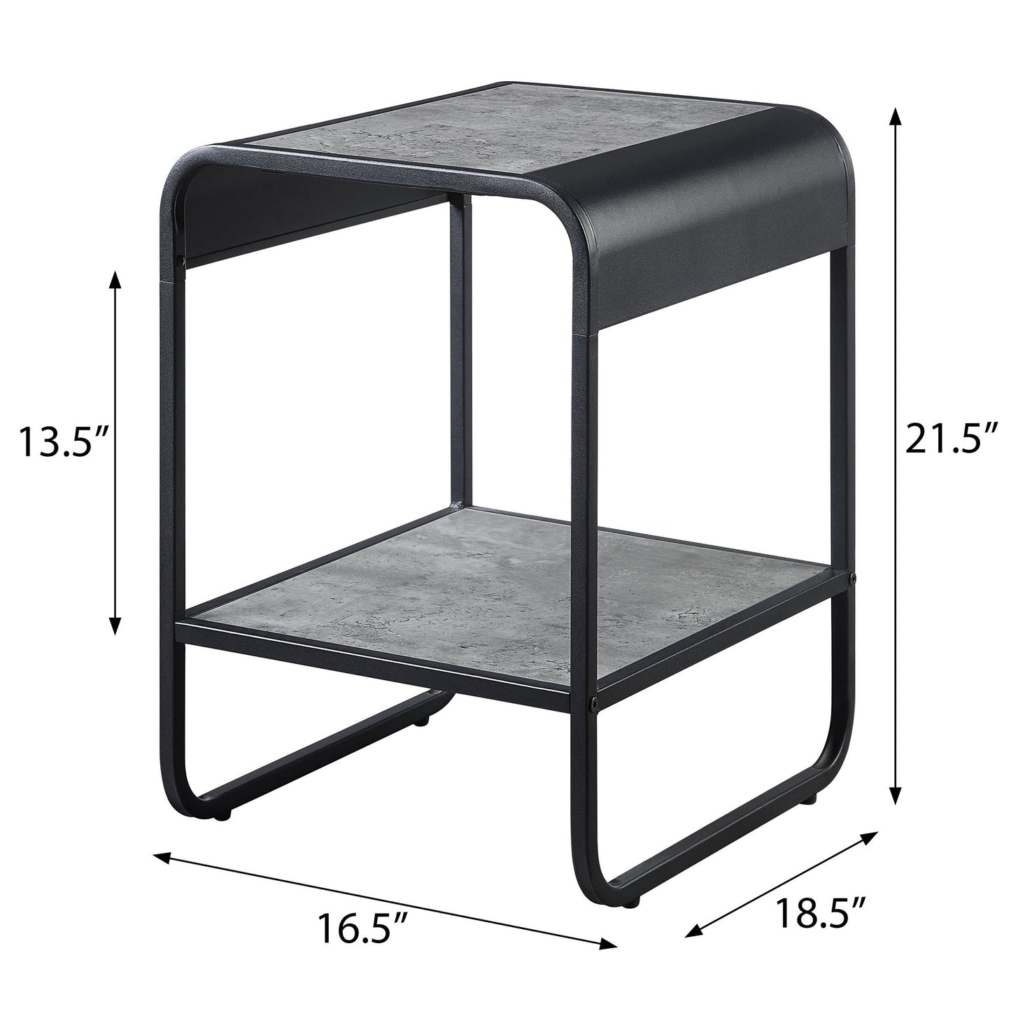 Concrete Grey and Black 1-shelf End Table image 5