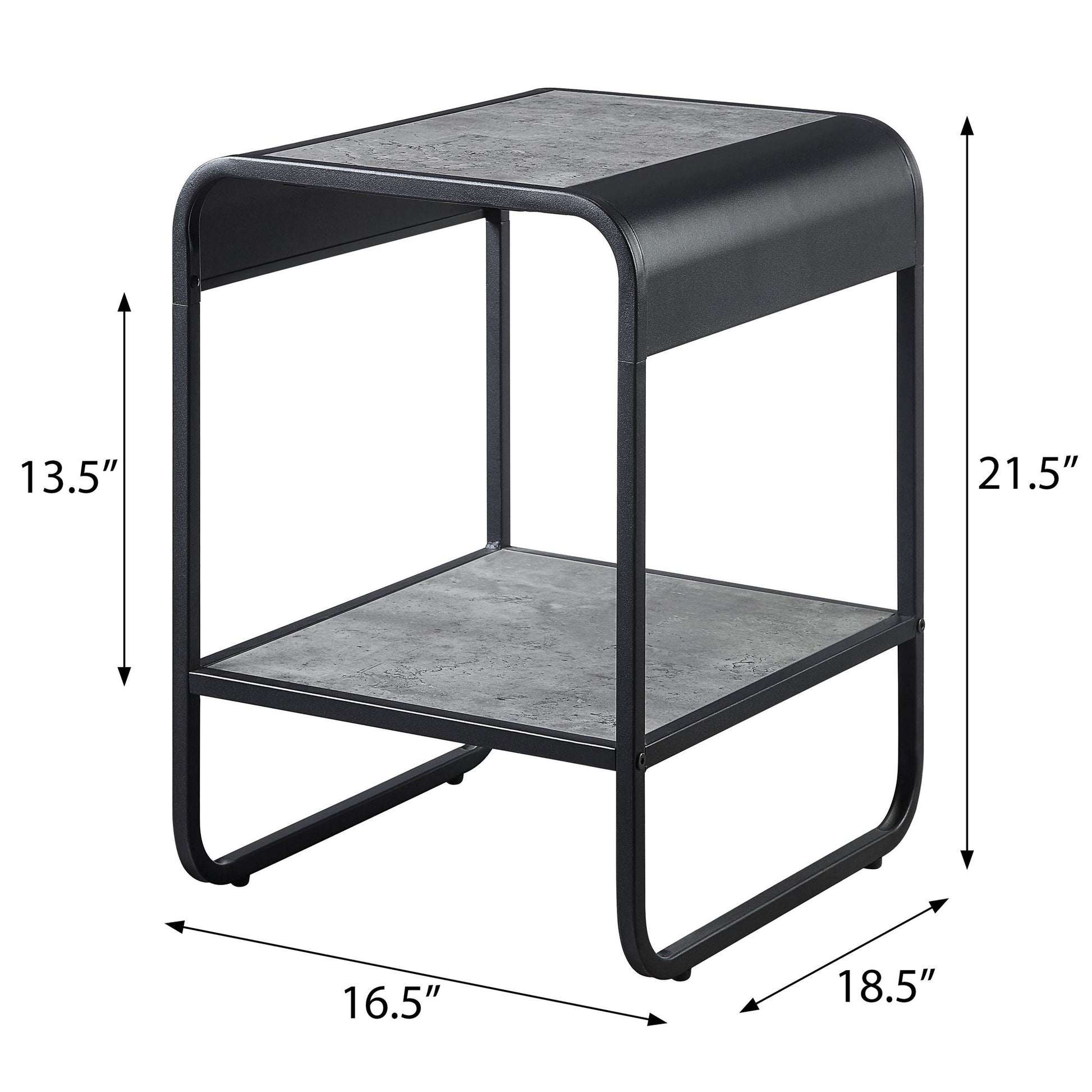 Concrete Grey and Black 1-shelf End Table image 5