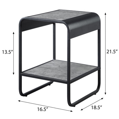 Concrete Grey and Black 1-shelf End Table image 5