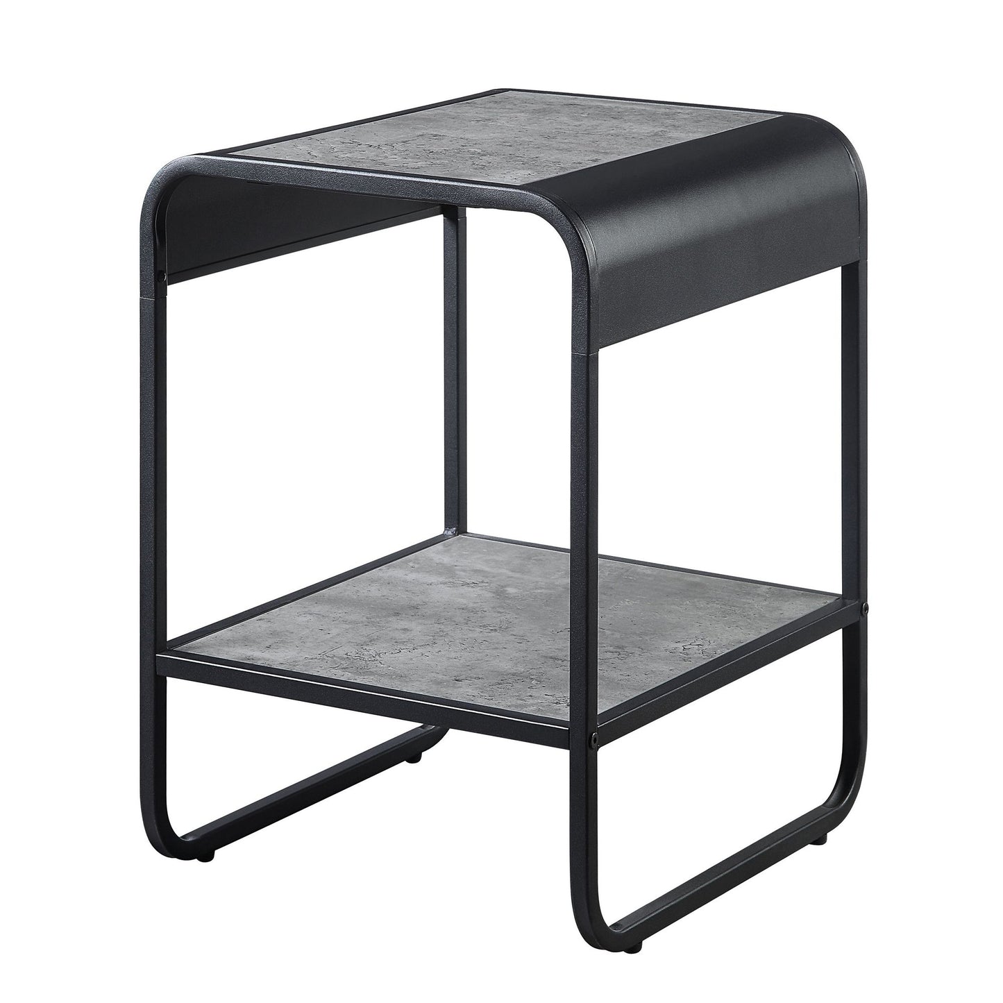 Concrete Grey and Black 1-shelf End Table image 1