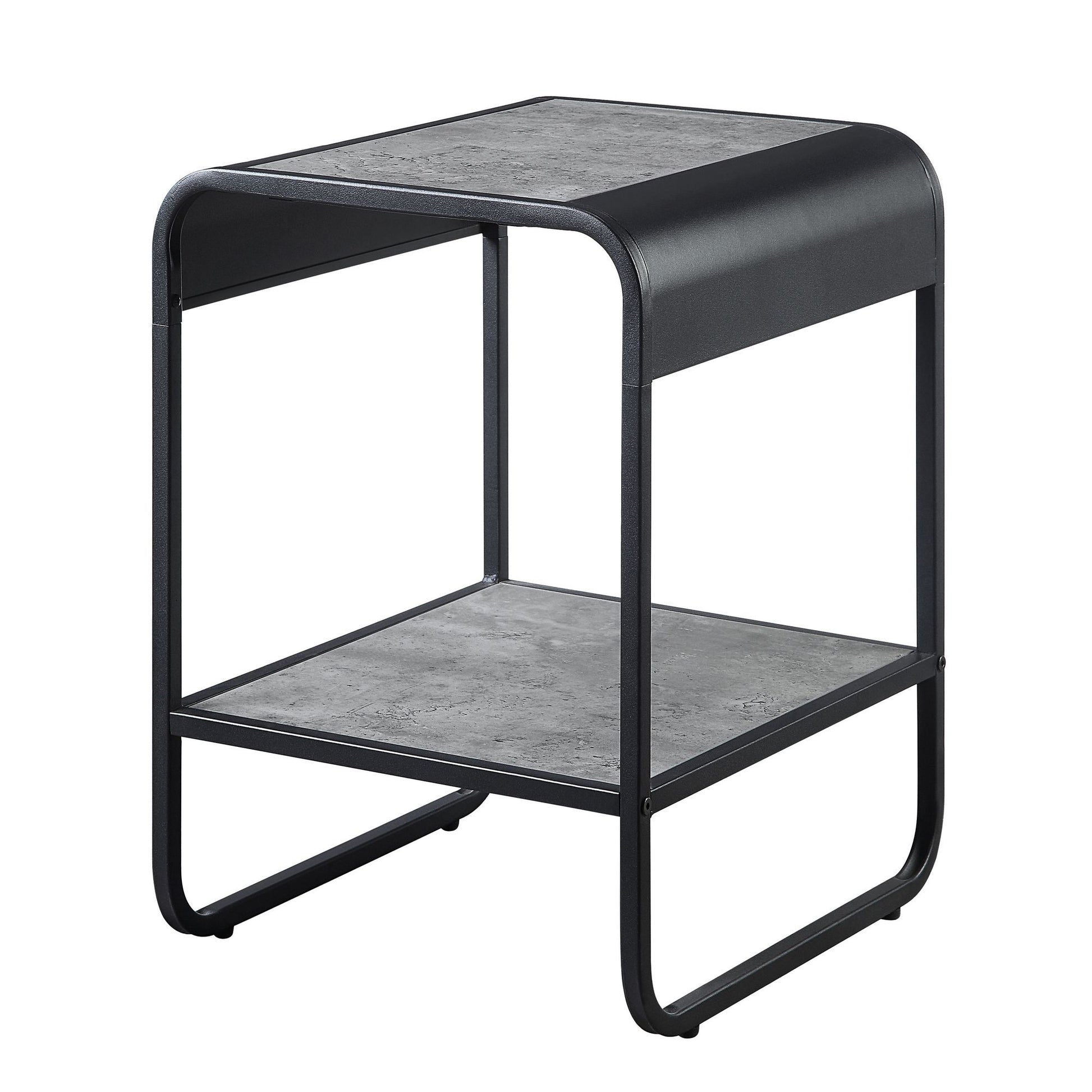 Concrete Grey and Black 1-shelf End Table image 1