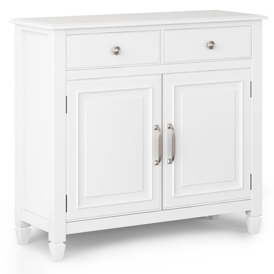 Connaught Solid Wood Entryway Storage Cabinet in White - Front View