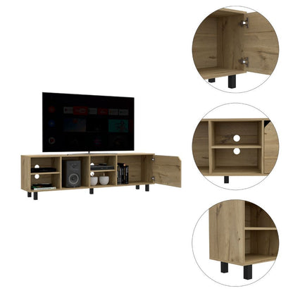 Conquest Tv Stand for TV´s up 70", Four Open Shelves, Five Legs, Light Oak image 4