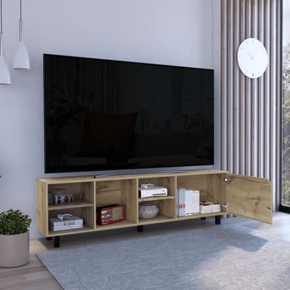 Conquest Tv Stand for TV´s up 70", Four Open Shelves, Five Legs, Light Oak image 2