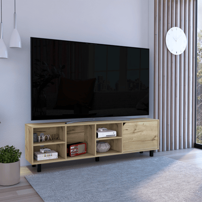 Conquest Tv Stand for TV´s up 70", Four Open Shelves, Five Legs, Light Oak image 1