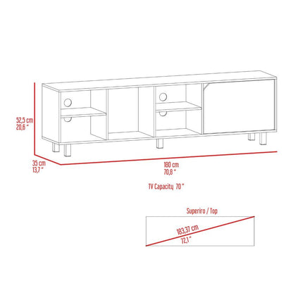 Conquest Tv Stand for TV´s up 70", Four Open Shelves, Five Legs, Light Oak image 6