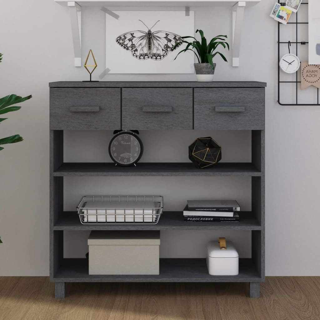 Console Table HAMAR Dark Gray 35.4"x13.8"x35.4" Solid Wood Pine image 1