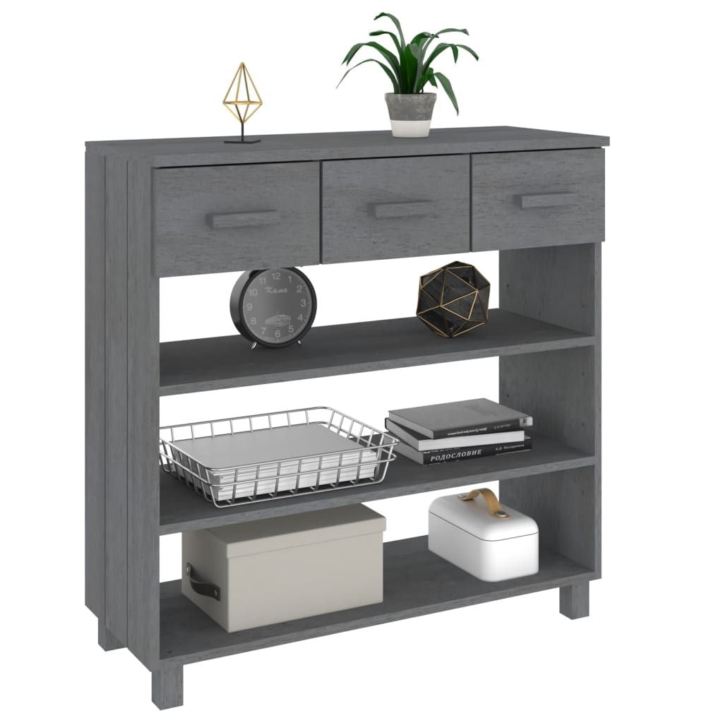 Console Table HAMAR Dark Gray 35.4"x13.8"x35.4" Solid Wood Pine image 4