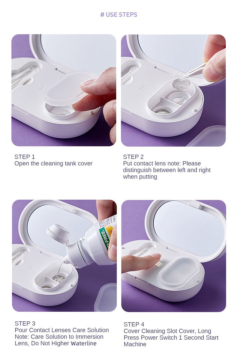 Contact Lens Cleaner Machine, Ultrasonic Contact Lens Cleaner with Magnetic USB Charger, Small & Portable, Fit Disposal  image 7
