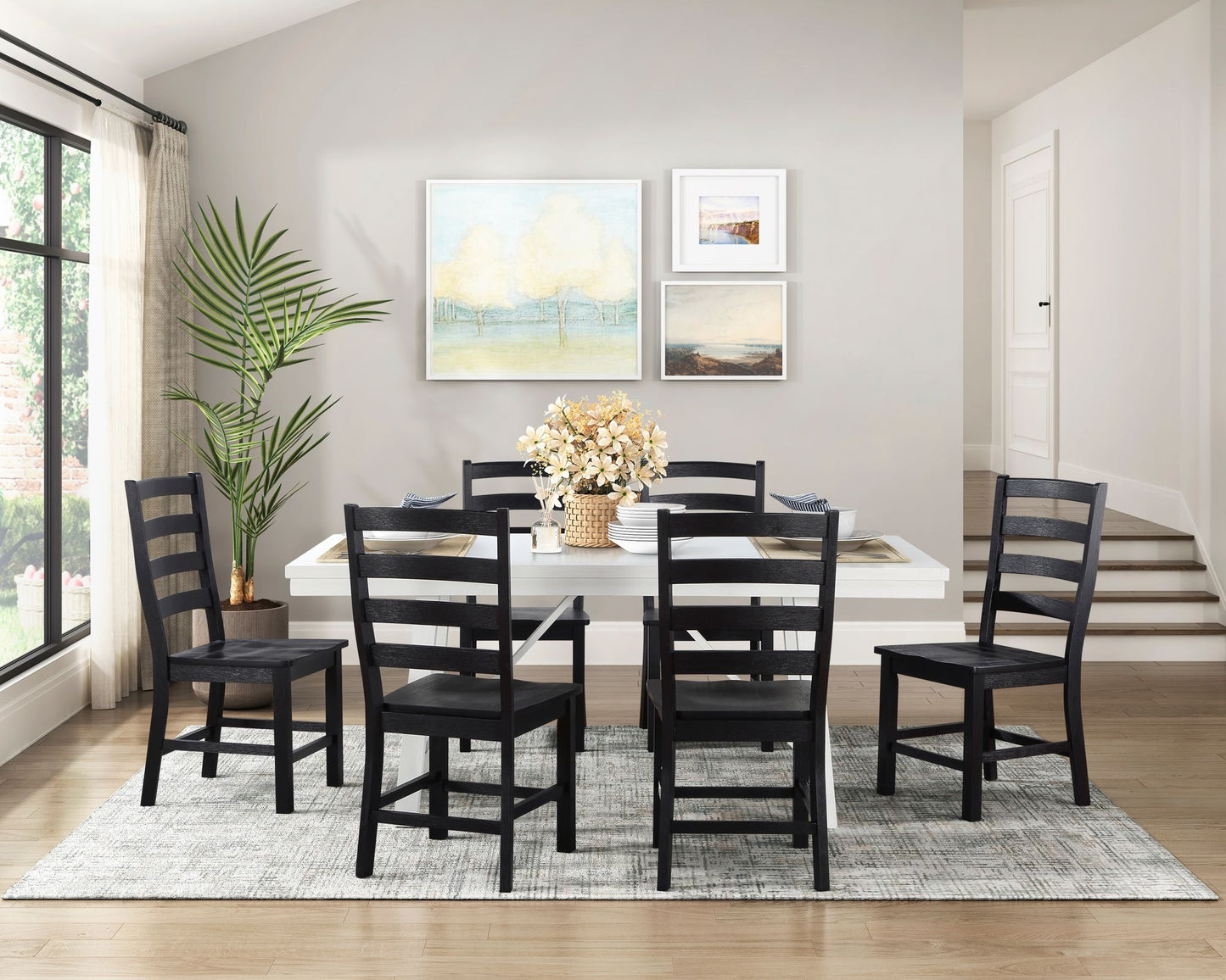 Contemporary Black Finish Side Chairs Set of 2 Dining Wooden Kitchen Dining Furniture Casual Style image 7