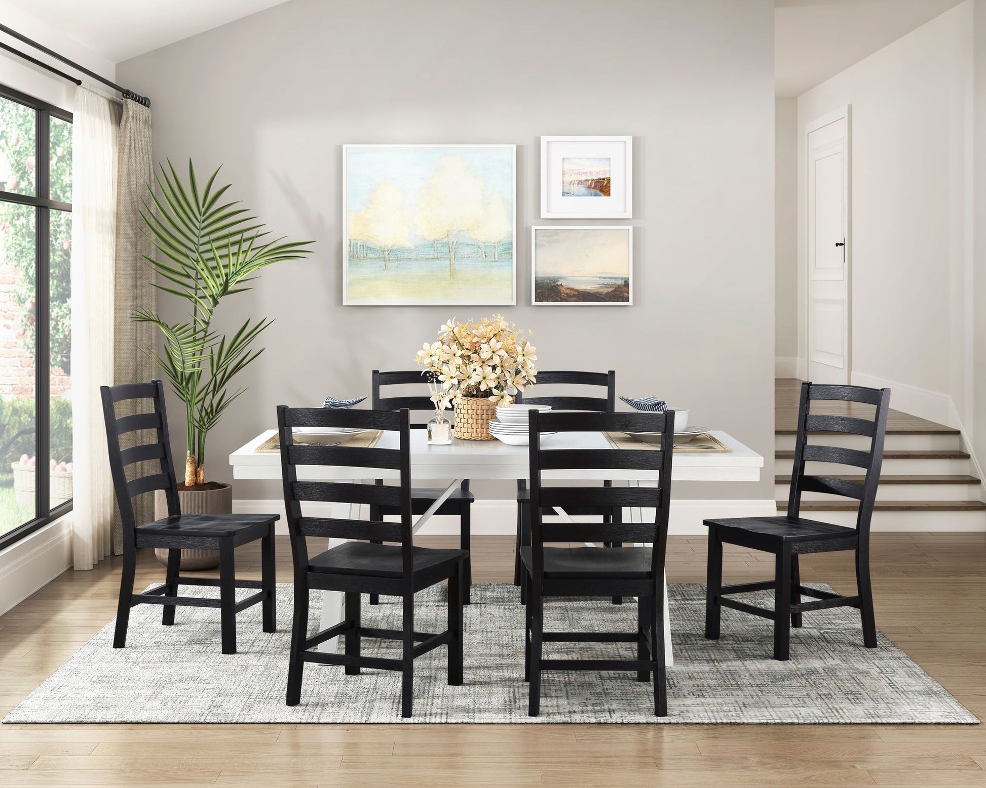 Contemporary Black Finish Side Chairs Set of 2 Dining Wooden Kitchen Dining Furniture Casual Style image 7