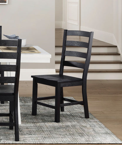 Contemporary Black Finish Side Chairs Set of 2 Dining Wooden Kitchen Dining Furniture Casual Style image 1