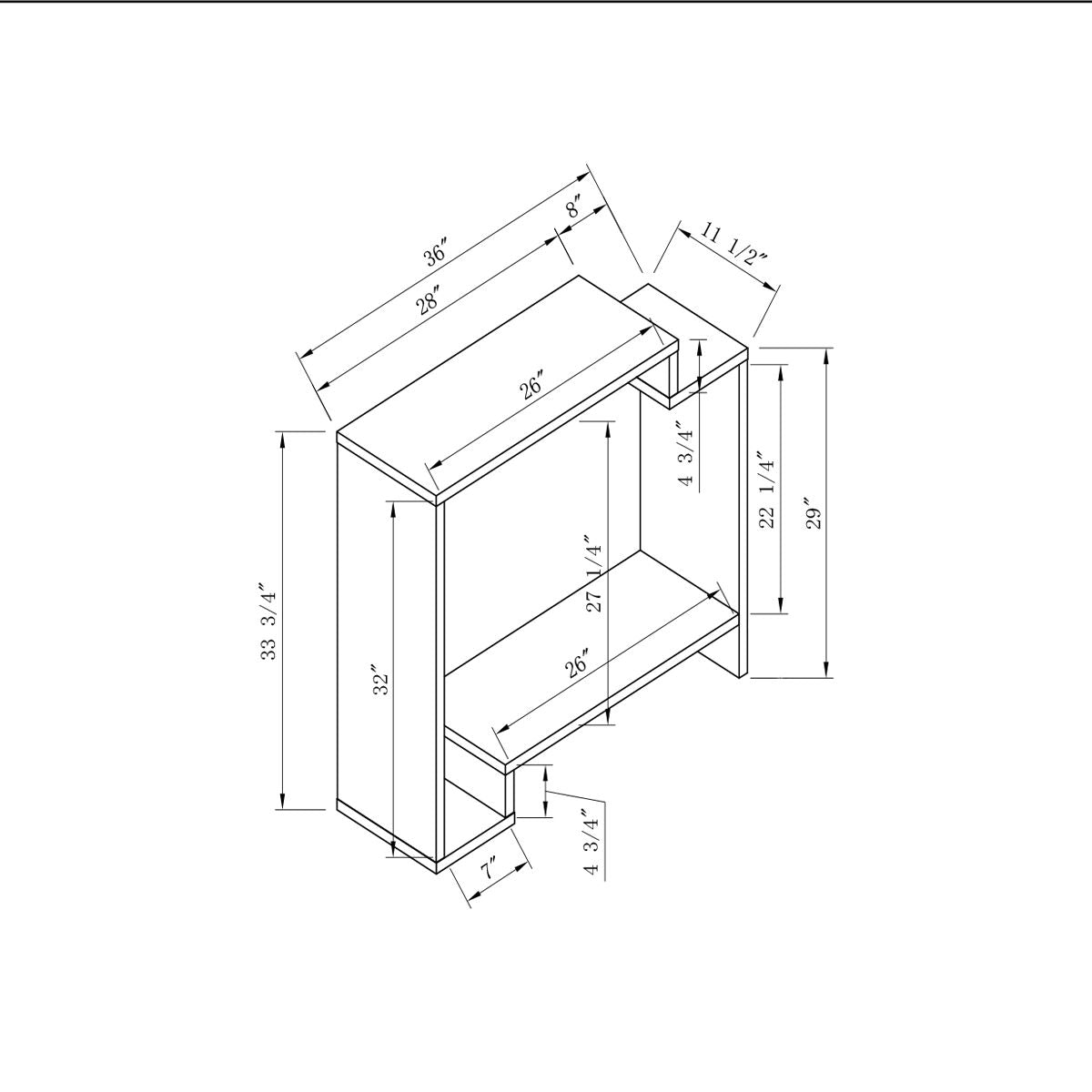 Contemporary Console Table with Two Open Shelves - White & Grey image 4