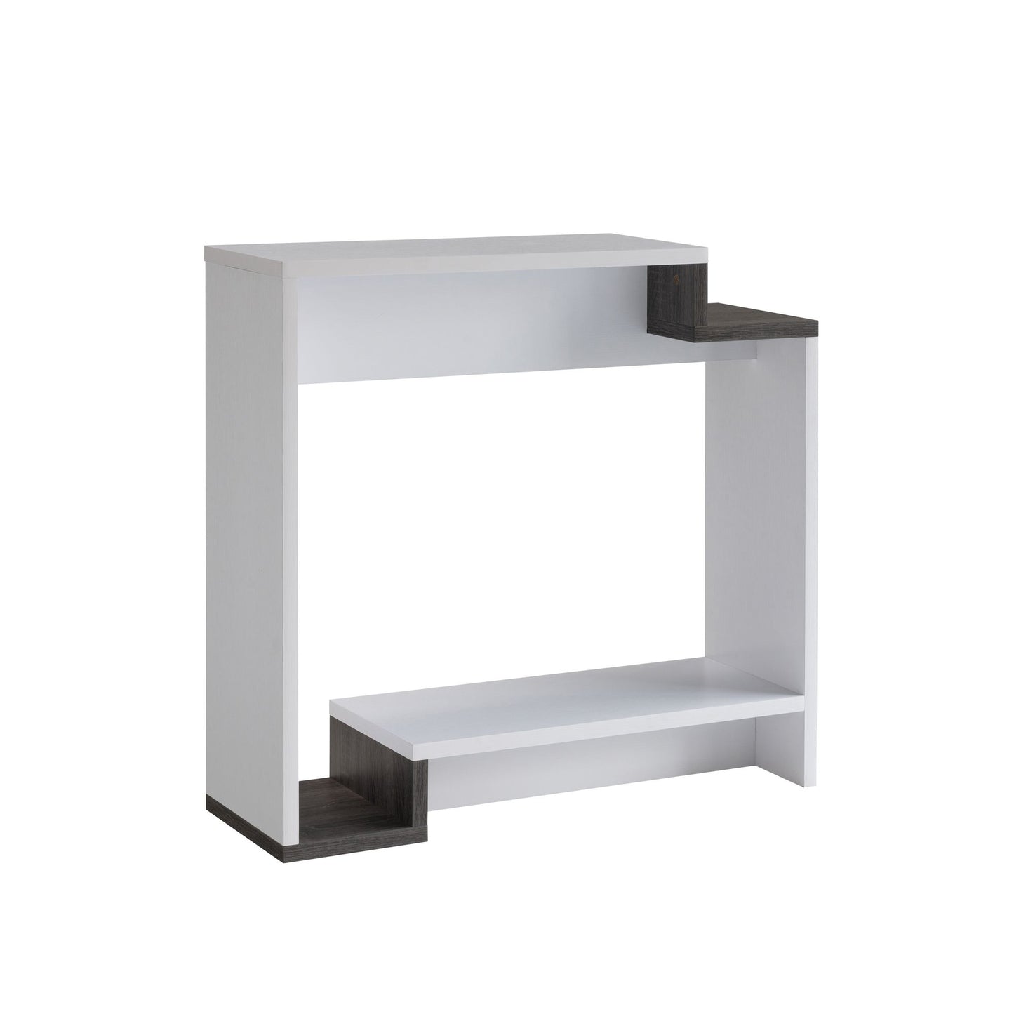 Contemporary Console Table with Two Open Shelves - White & Grey image 3