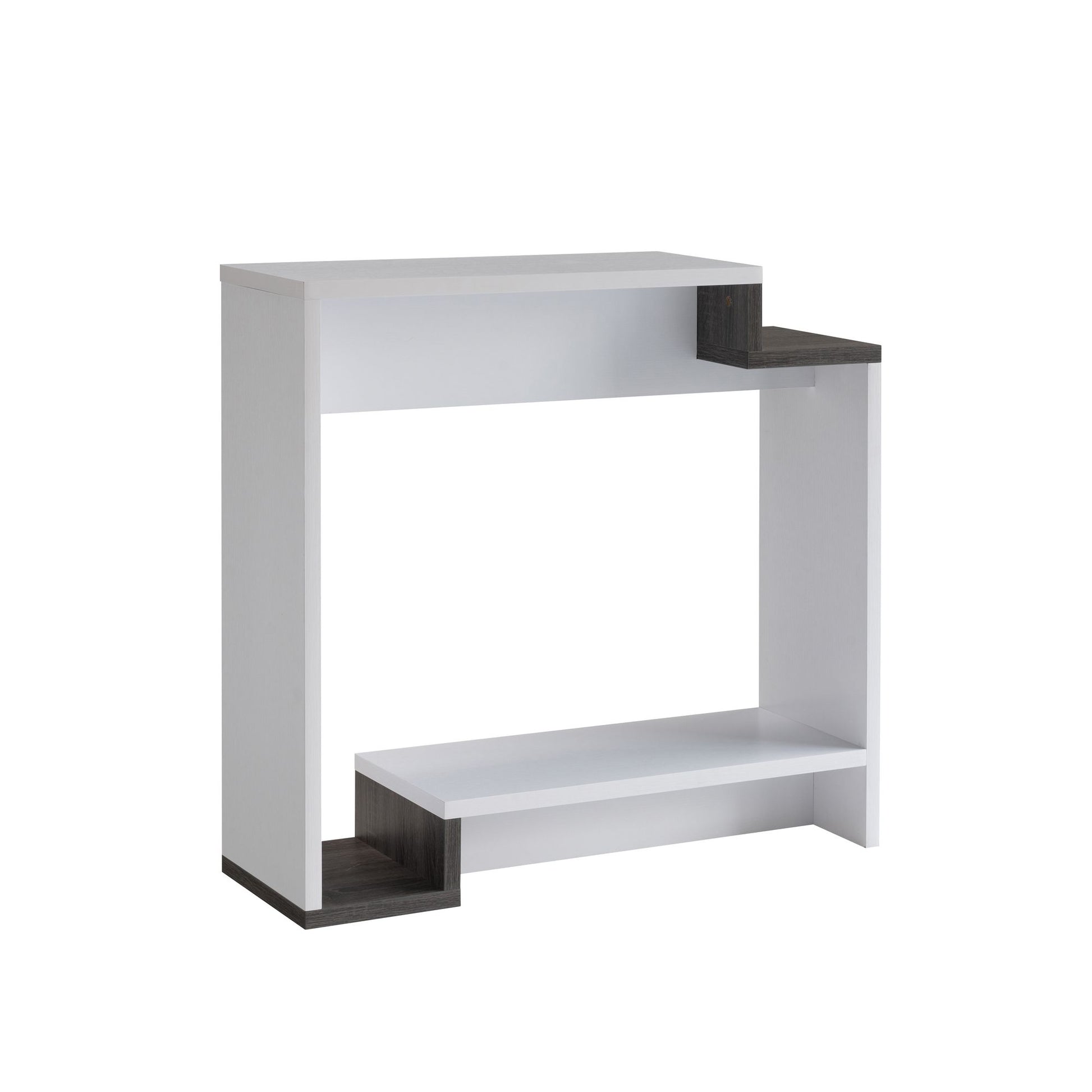 Contemporary Console Table with Two Open Shelves - White & Grey image 3
