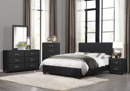 Contemporary Design Black Dresser 1pc 6x Drawers Faux Leather Upholstery Plywood Engineered Wood image 6