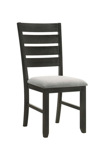Contemporary Dining Chairs Set of 2 Wheat Charcoal Finish Solid Wood Fabric Cushion Side Chairs Kitchen Dining Room Furn image 1