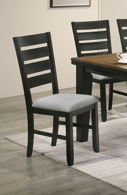 Contemporary Dining Chairs Set of 2 Wheat Charcoal Finish Solid Wood Fabric Cushion Side Chairs Kitchen Dining Room Furn image 3