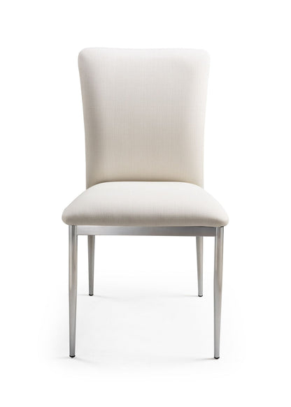 Contemporary Faux Leatheratte Side Chair Set of 2, Soft White Color image 3