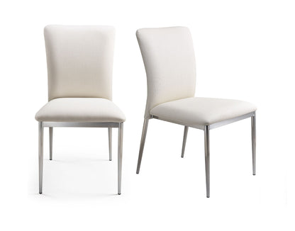 Contemporary Faux Leatheratte Side Chair Set of 2, Soft White Color image 1