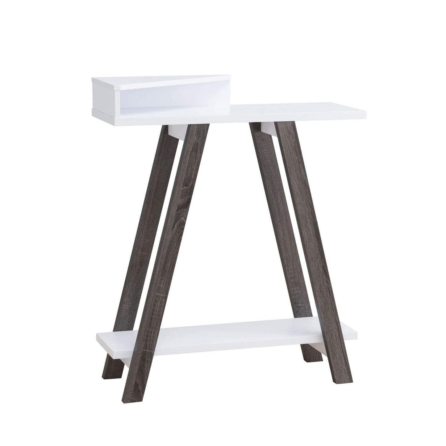 Contemporary Two Toned Console Table with Two Shelves - White & Grey image 3