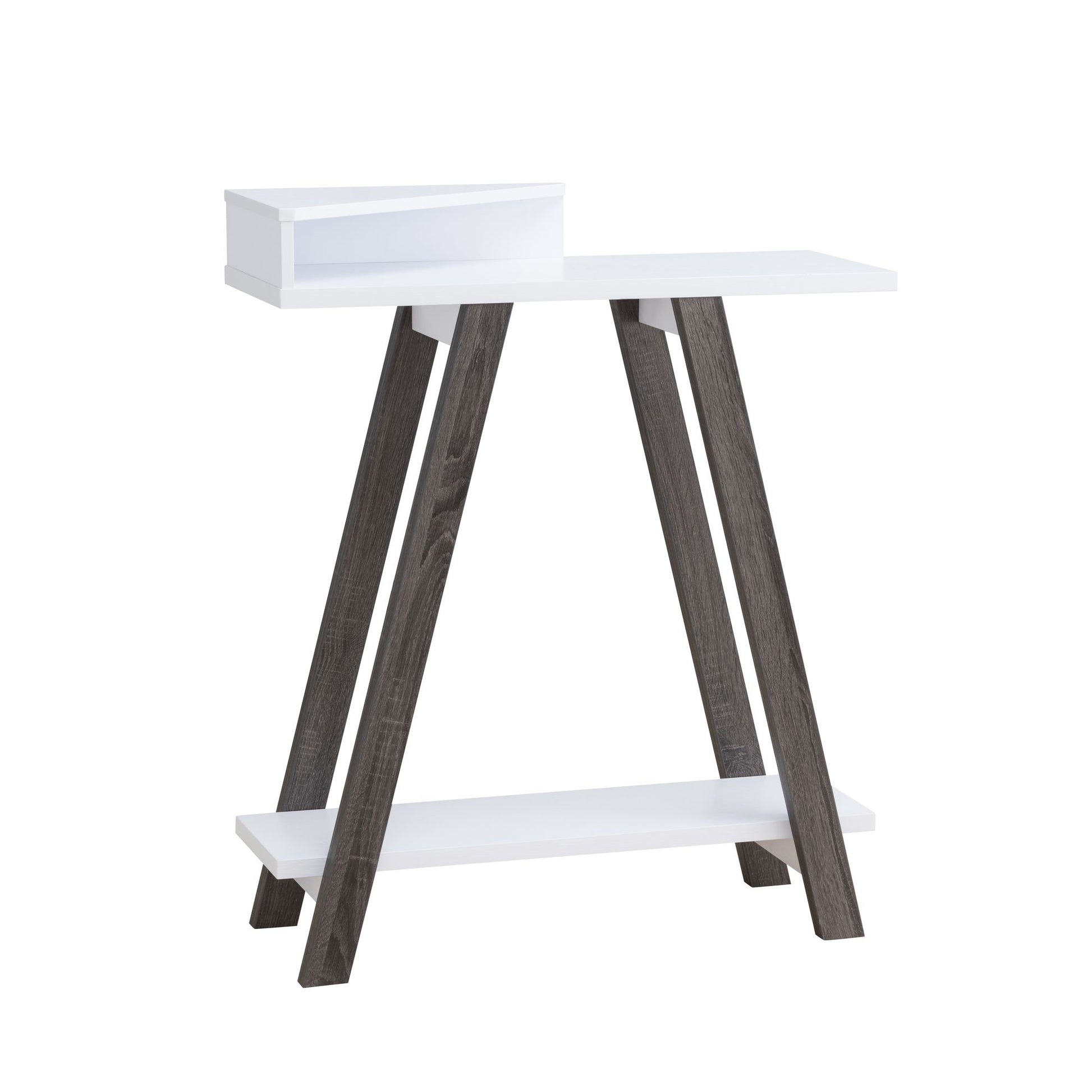 Contemporary Two Toned Console Table with Two Shelves - White & Grey image 3