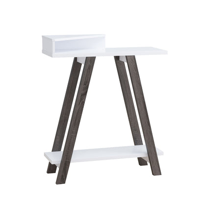 Contemporary Two Toned Console Table with Two Shelves - White & Grey image 3