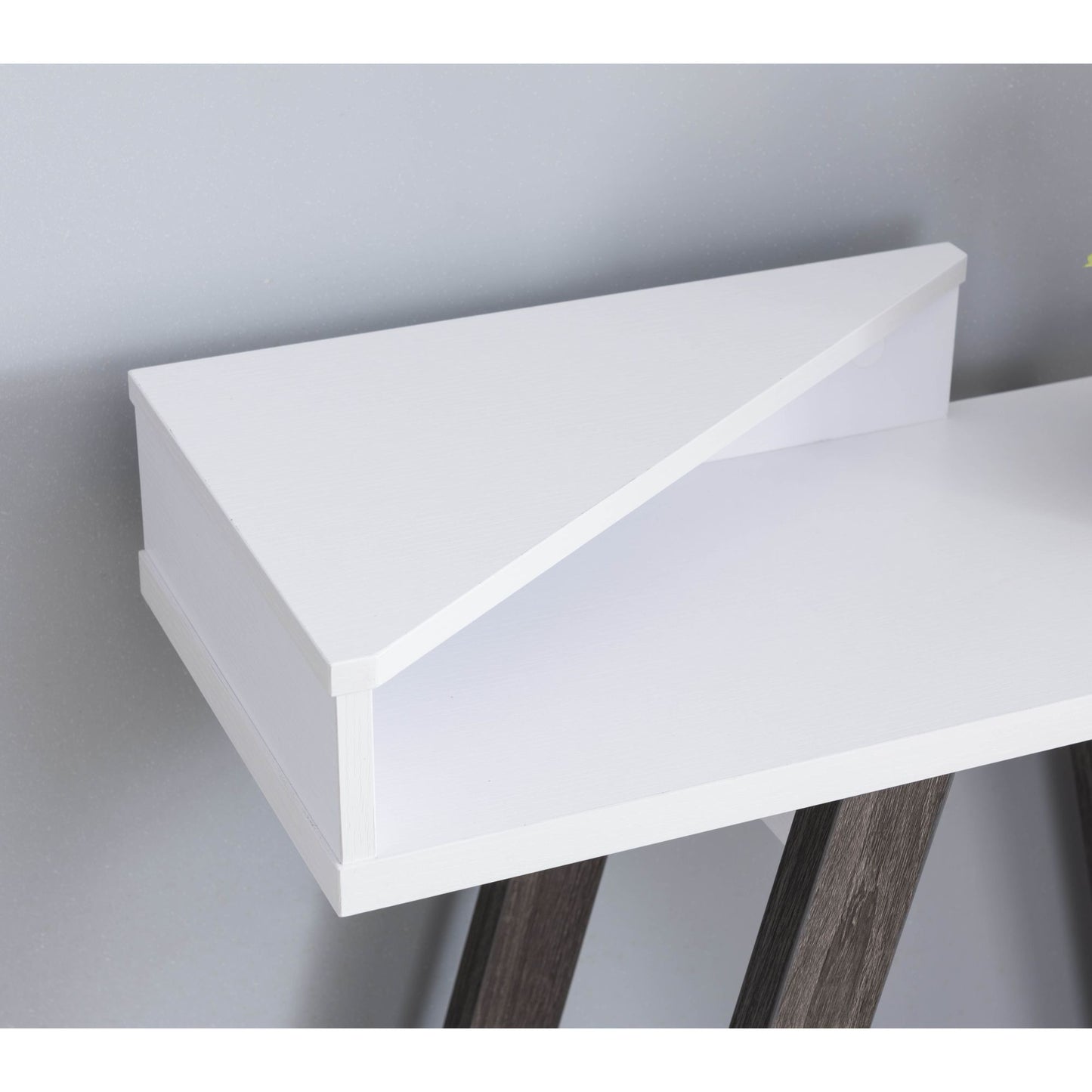 Contemporary Two Toned Console Table with Two Shelves - White & Grey image 2