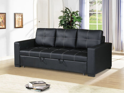 Convertible Sofa in Black Faux Leather image 1