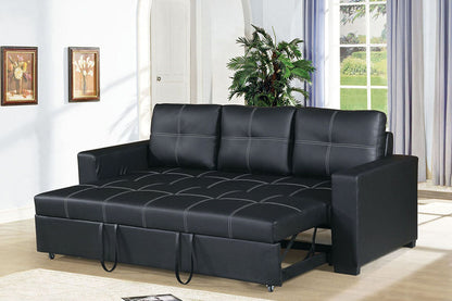 Convertible Sofa in Black Faux Leather image 2
