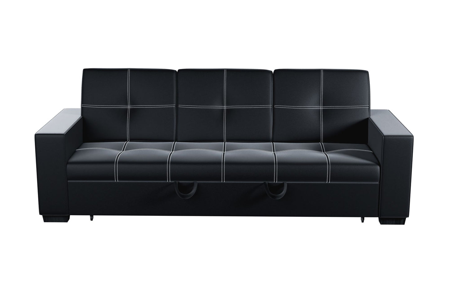 Convertible Sofa in Black Faux Leather image 3