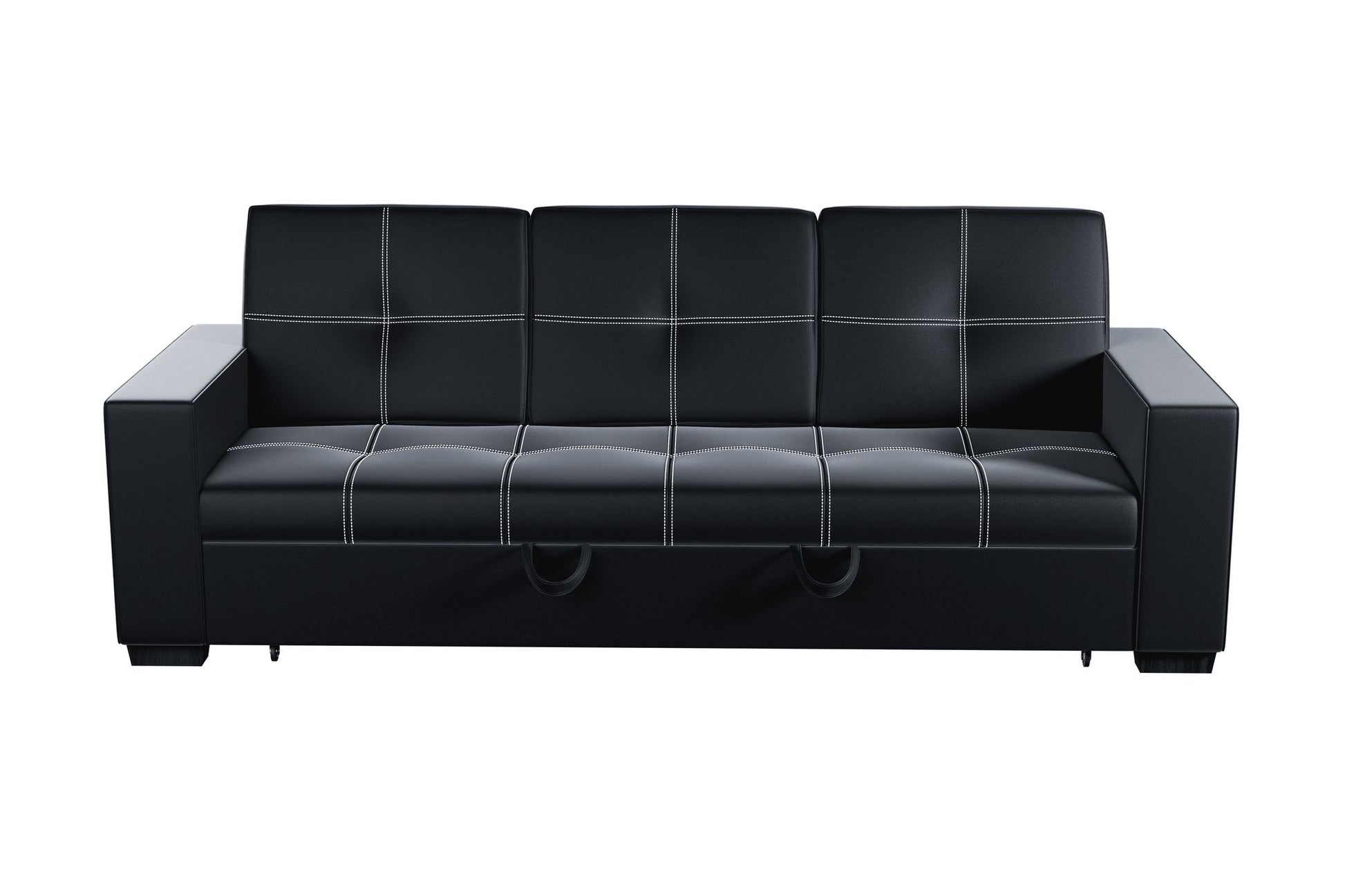 Convertible Sofa in Black Faux Leather image 3