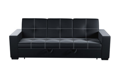 Convertible Sofa in Black Faux Leather image 3