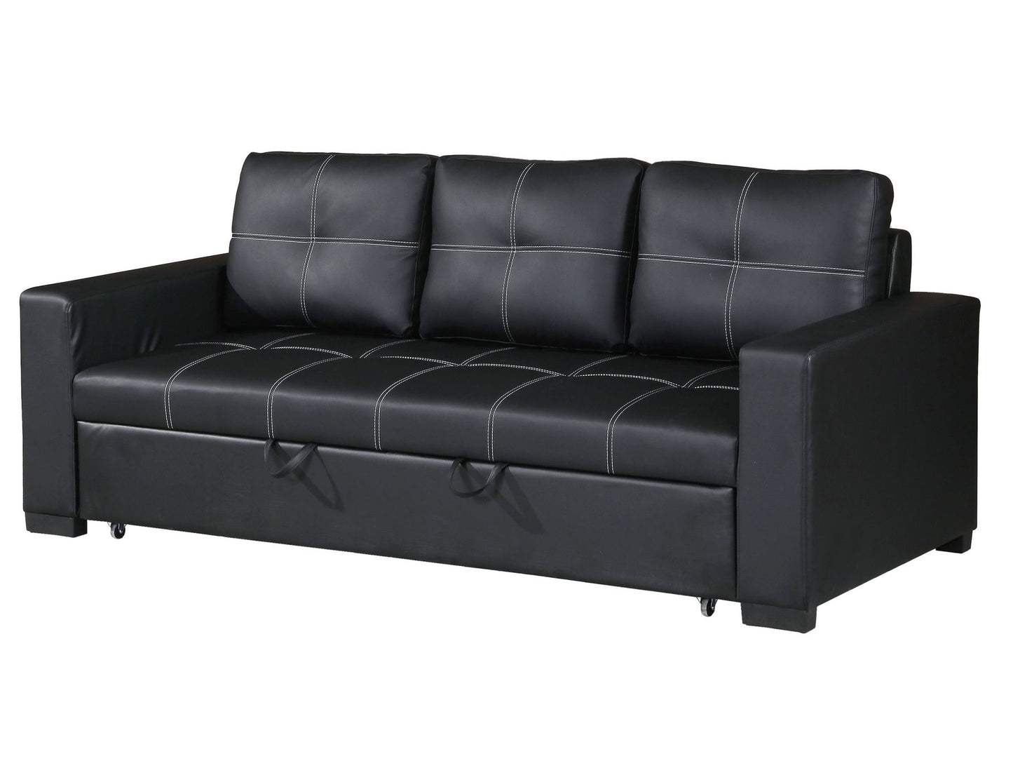 Convertible Sofa in Black Faux Leather image 7