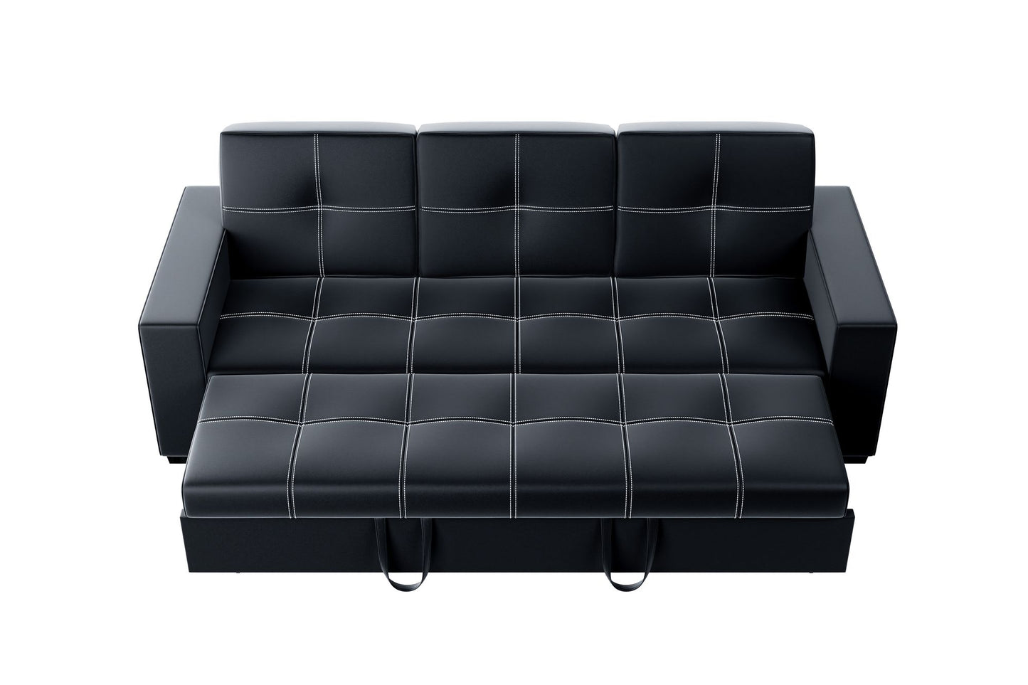 Convertible Sofa in Black Faux Leather image 6
