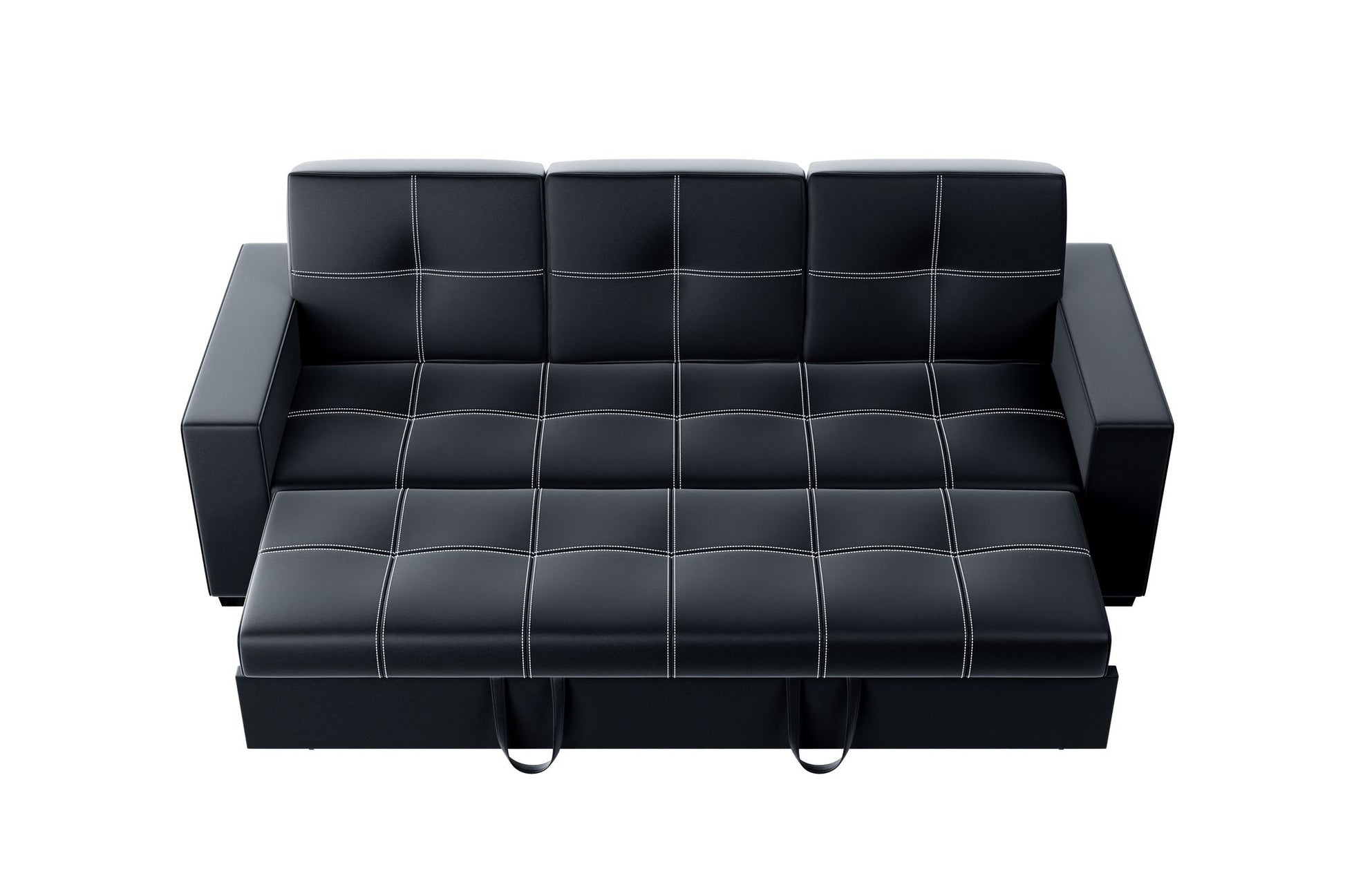 Convertible Sofa in Black Faux Leather image 6