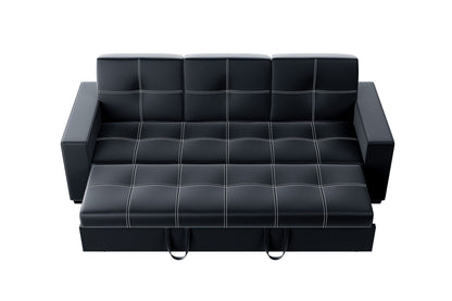 Convertible Sofa in Black Faux Leather image 6