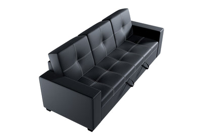 Convertible Sofa in Black Faux Leather image 5