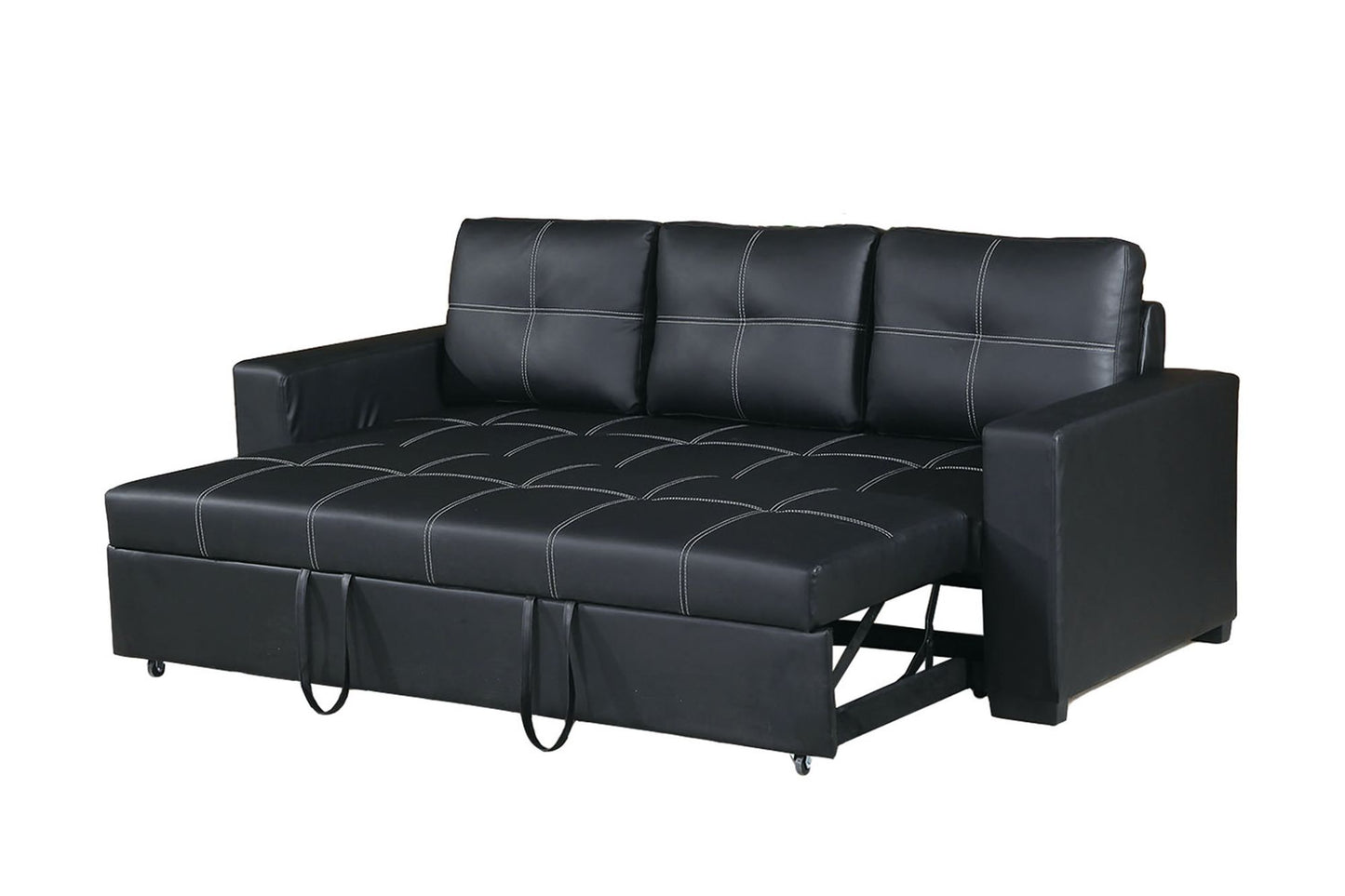 Convertible Sofa in Black Faux Leather image 8