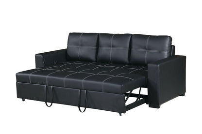 Convertible Sofa in Black Faux Leather image 8