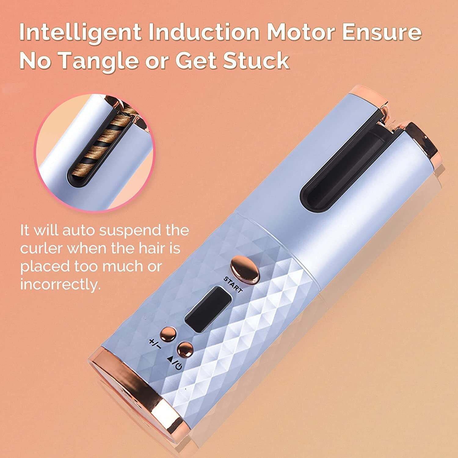 Cordless Auto Rotating Hair Curler Hair Waver Curling Iron Styling Tool Purple image 4
