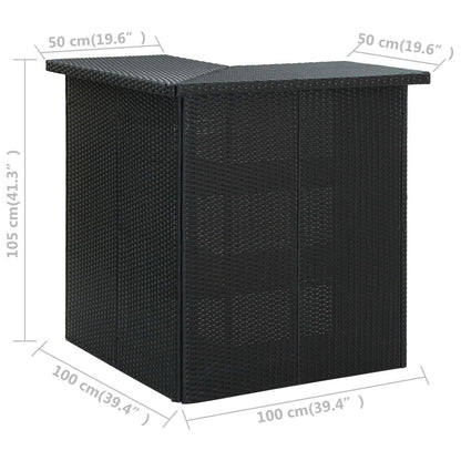Corner Bar Table Black 39.4"x19.7"x41.3" Poly Rattan image 7