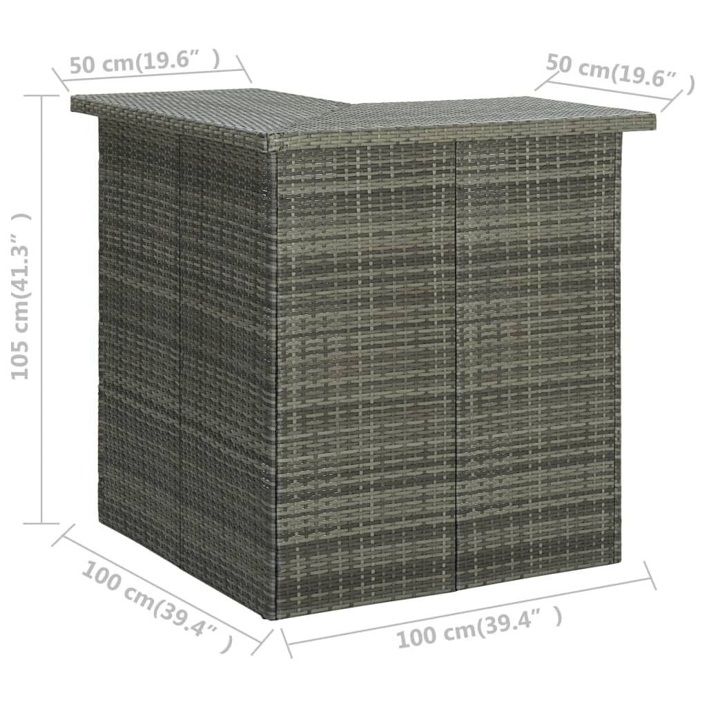 Corner Bar Table Gray 39.4"x19.7"x41.3" Poly Rattan image 7