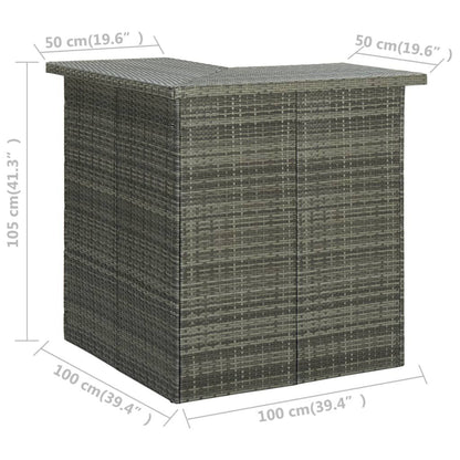 Corner Bar Table Gray 39.4"x19.7"x41.3" Poly Rattan image 7