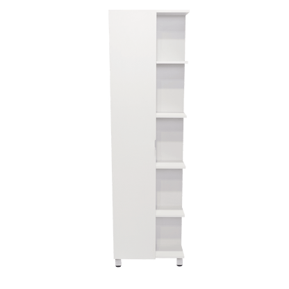 Corner Cabinet Womppi, Five Open Shelves, Single Door, White Finish image 14