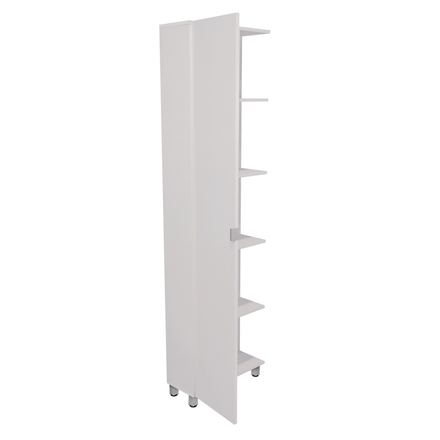 Corner Cabinet Womppi, Five Open Shelves, Single Door, White Finish image 4