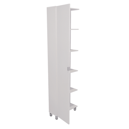 Corner Cabinet Womppi, Five Open Shelves, Single Door, White Finish image 4