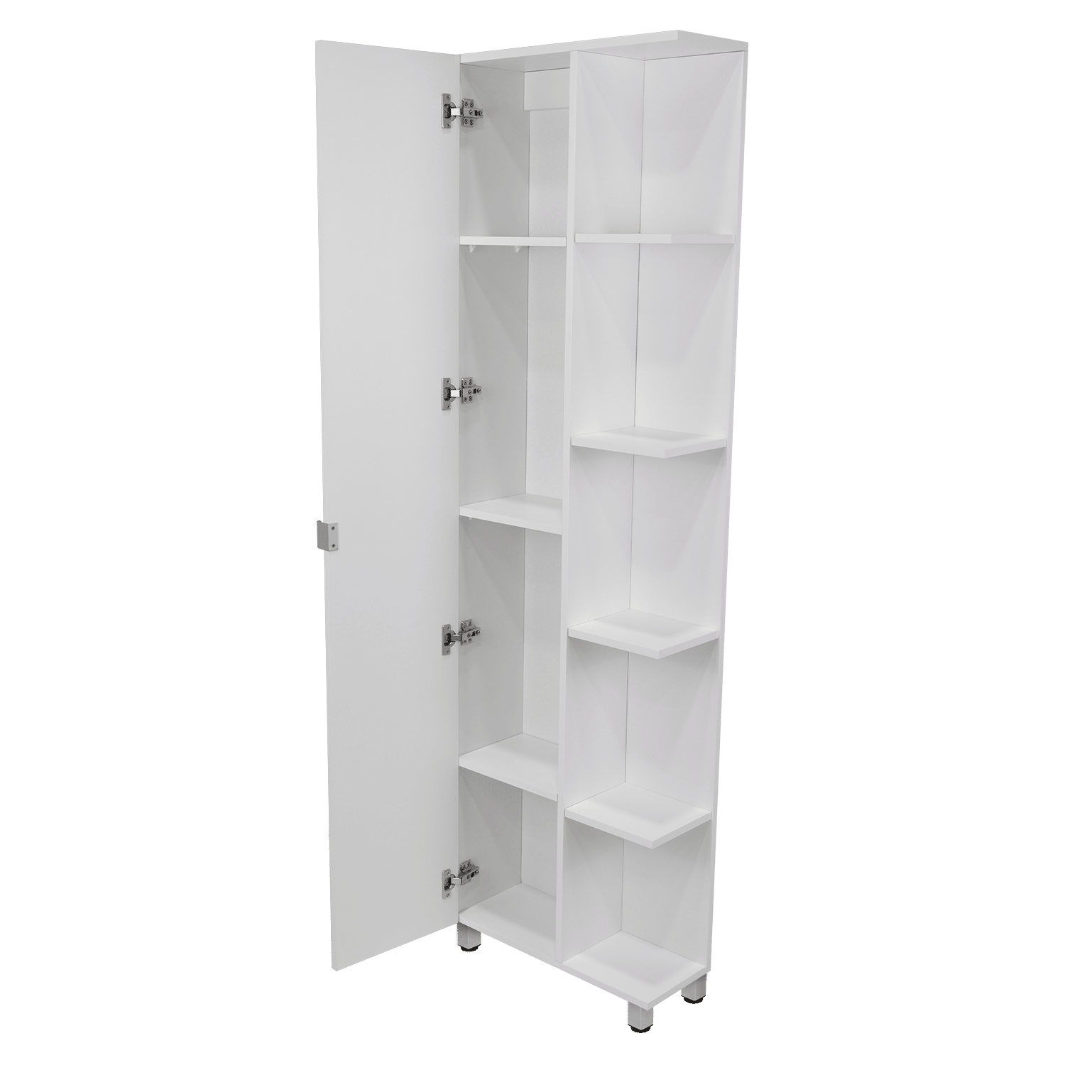 Corner Cabinet Womppi, Five Open Shelves, Single Door, White Finish image 5